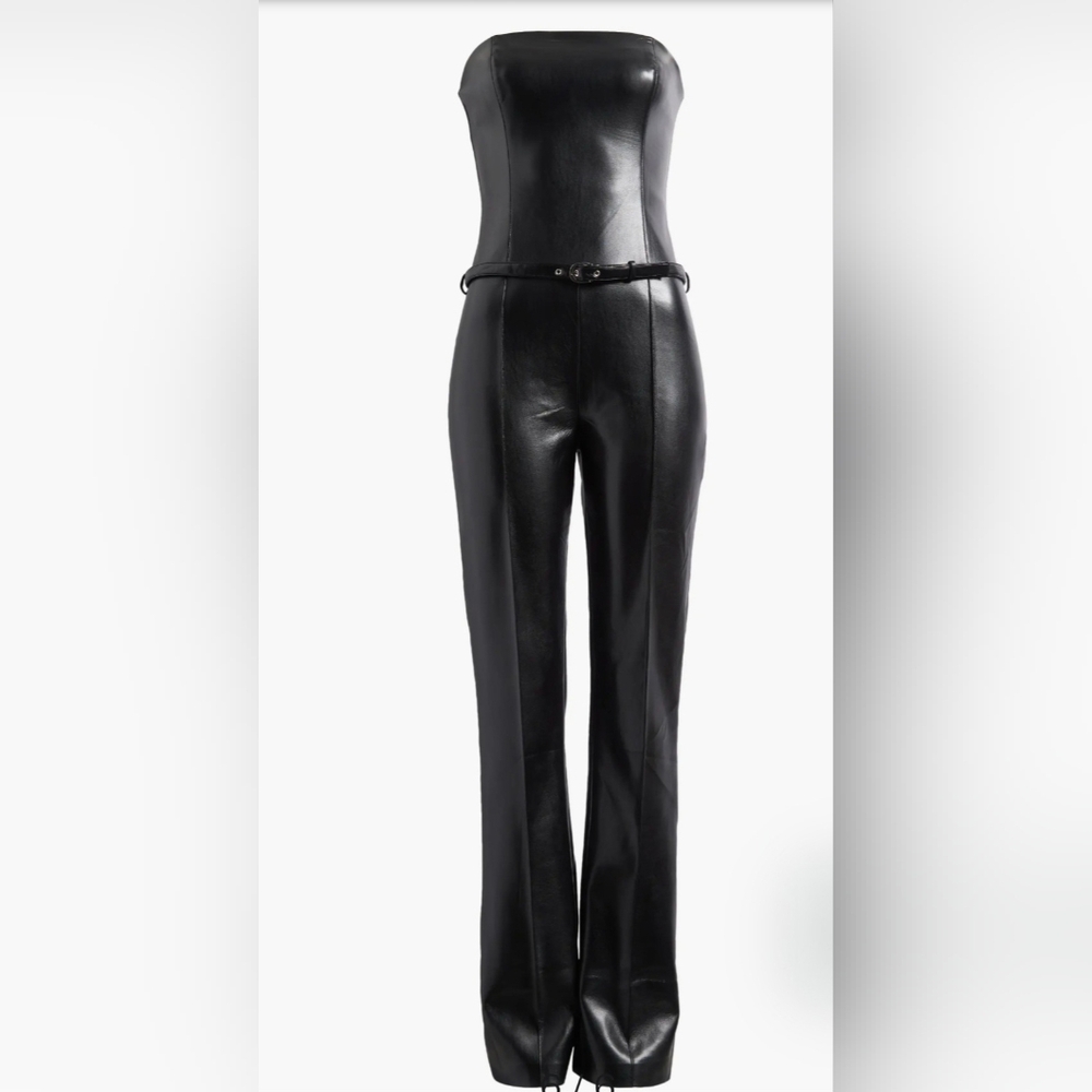 NEW Amanda Uprichard Black Uptown Amoret Faux Leather Jumpsuit | Sz XS - Picture 14 of 14
